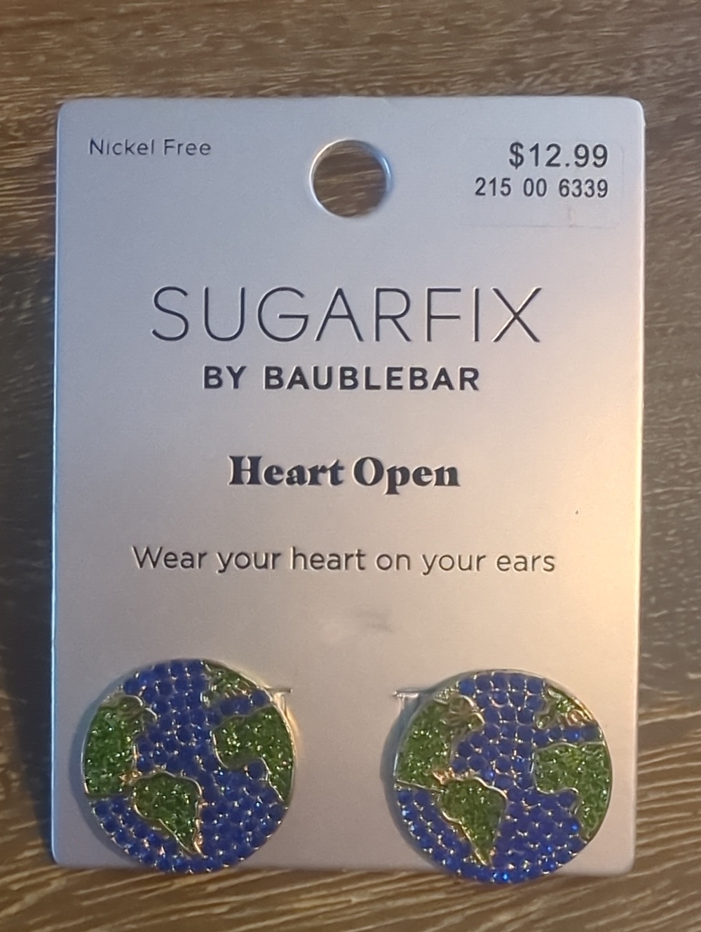 Sugarfix by BaubleBar Blue & Green Globe Heart Open Stud Earrings